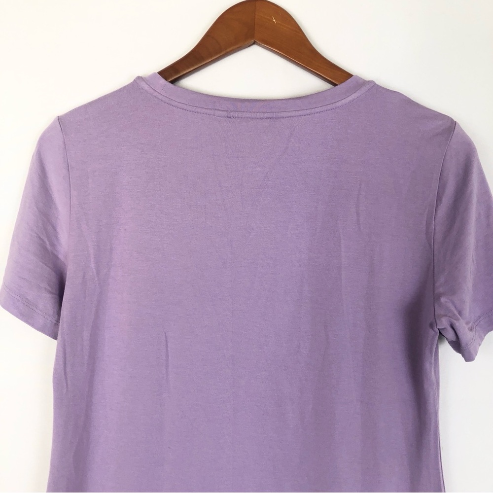 Theory Cherryal Lavender Maxi Dress Short Sleeve Side‎ Slit Jersey Size L - Picture 4 of 5